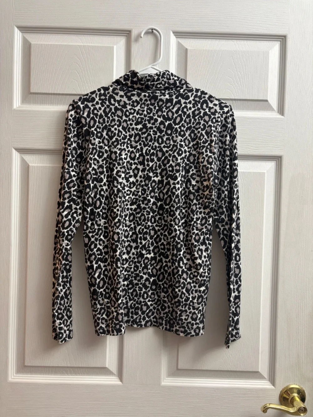 J. Crew Women's Leopard Print Cotton Turtleneck Long Sleeve Top